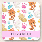 Patroon van katten, schattige katten, Kat, poten,  Bier Onderzetter (Voorkant)