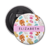 Patroon van katten, schattige katten, Kat, poten,  Button Flesopener (Voorkant)