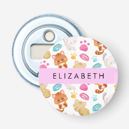 Patroon van katten, schattige katten, Kat, poten,  Button Flesopener