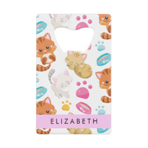 Patroon van katten, schattige katten, Kat, poten,  Creditkaart Flessenopener