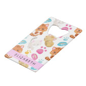 Patroon van katten, schattige katten, Kat, poten,  Creditkaart Flessenopener (Achterkant Gekanteld)