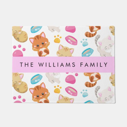 Patroon van katten, schattige katten, Kat, poten,  Deurmat (Voorkant)