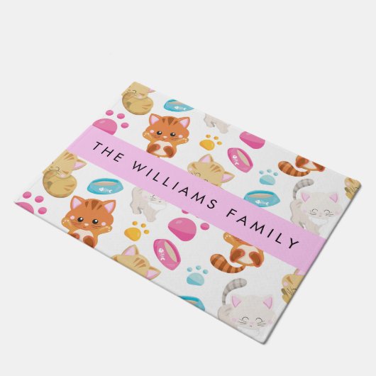 Patroon van katten, schattige katten, Kat, poten,  Deurmat (Schuin)