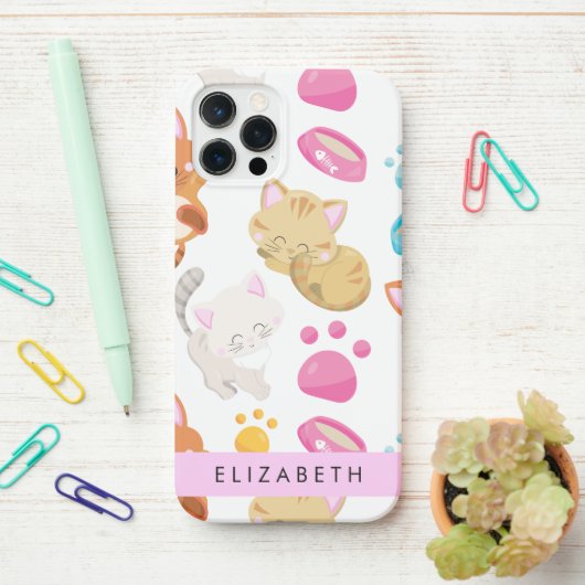 Patroon van katten, schattige katten, Kat, poten,  iPhone Hoesje (Op bureau)