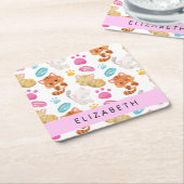 Patroon van katten, schattige katten, Kat, poten,  Kartonnen Onderzetters (Schuin)