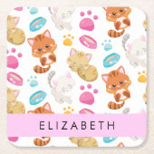 Patroon van katten, schattige katten, Kat, poten,  Kartonnen Onderzetters (Voorkant)