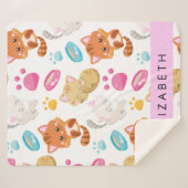 Patroon van katten, schattige katten, Kat, poten,  Sherpa Deken (Voorkant (horizontaal))