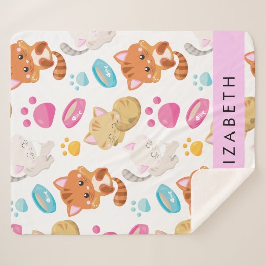 Patroon van katten, schattige katten, Kat, poten,  Sherpa Deken (Voorkant (horizontaal))