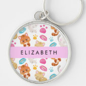 Patroon van katten, schattige katten, Kat, poten,  Sleutelhanger (Voorkant)