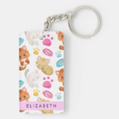 Patroon van katten, schattige katten, Kat, poten,  Sleutelhanger (achterkant)