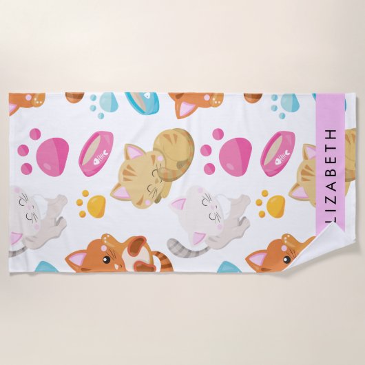Patroon van katten, schattige katten, Kat, poten,  Strandlaken (Voorkant)