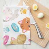 Patroon van katten, schattige katten, Kat, poten,  Theedoek (Quarter Fold)