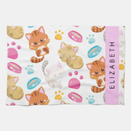 Patroon van katten, schattige katten, Kat, poten,  Theedoek
