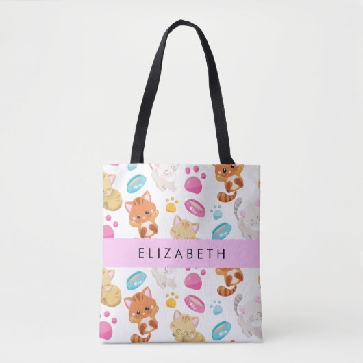 Patroon van katten, schattige katten, Kat, poten, Tote Bag (Voorkant)