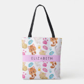 Patroon van katten, schattige katten, Kat, poten, Tote Bag (Achterkant)