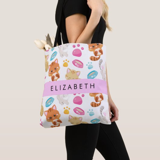 Patroon van katten, schattige katten, Kat, poten,  Tote Bag (Dichtbij)