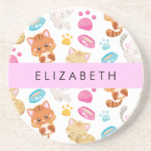 Patroon van katten, schattige katten, Kat, poten,  Zandsteen Onderzetter (Voorkant)