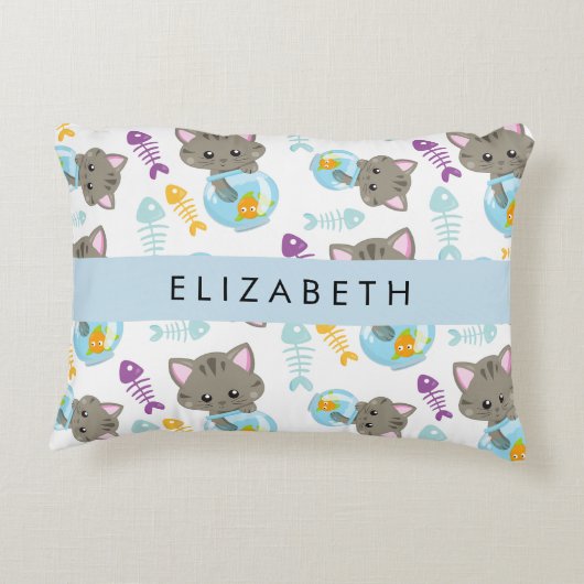 Patroon van katten, schattige katten, kittens, Jou Accent Kussen (Achterkant)