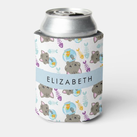 Patroon van katten, schattige katten, kittens, Jou Blikjeskoeler (Blikje Achterkant)