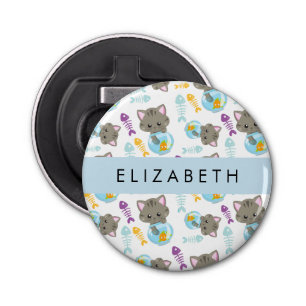 Patroon van katten, schattige katten, kittens, Jou Button Flesopener