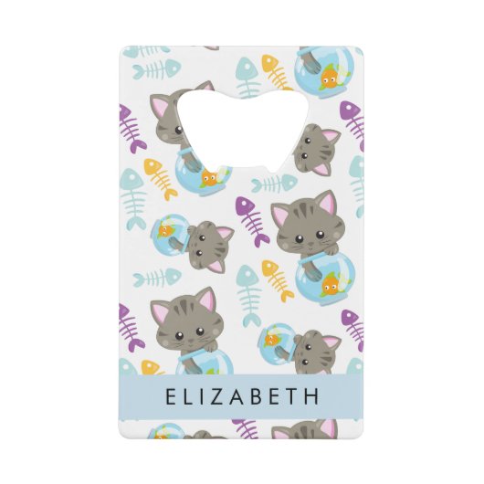 Patroon van katten, schattige katten, kittens, Jou Creditkaart Flessenopener (Voorkant)