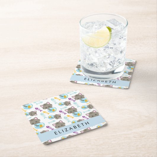 Patroon van katten, schattige katten, kittens, Jou Kartonnen Onderzetters (Insitu)