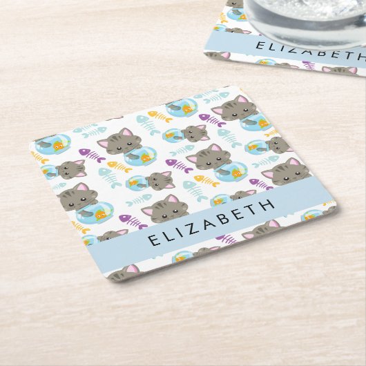 Patroon van katten, schattige katten, kittens, Jou Kartonnen Onderzetters (Schuin)