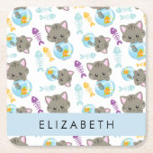 Patroon van katten, schattige katten, kittens, Jou Kartonnen Onderzetters (Voorkant)