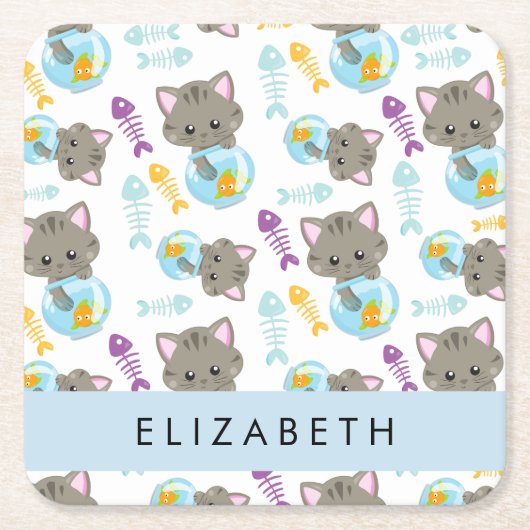 Patroon van katten, schattige katten, kittens, Jou Kartonnen Onderzetters (Voorkant)