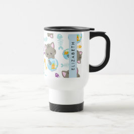 Patroon van katten, schattige katten, kittens, Jou Reisbeker