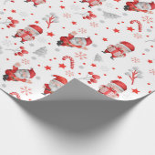 Patroon van kerstmannen. Geschenken, bomen op wit. Cadeaupapier (Hoek)