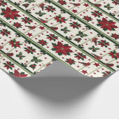 Patroon van Kerstmis Holly & Ivy w / rode kardinal Cadeaupapier (Hoek)