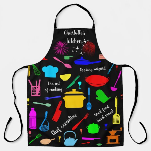 Patroon van keukengerei grappig schort (Voorkant)