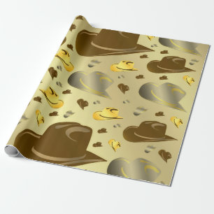 patroon van kleine cowboyhoeden in tinten bruin cadeaupapier