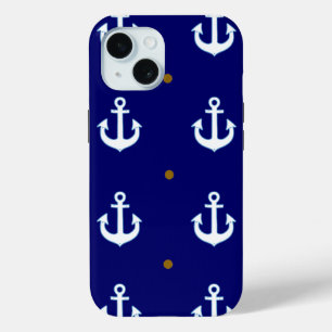 patroon van kleine witte ankers iPhone 15 case