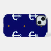patroon van kleine witte ankers iPhone 15 case (Achterkant horizontaal)