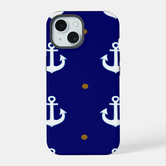 patroon van kleine witte ankers iPhone 15 case (Achterkant)