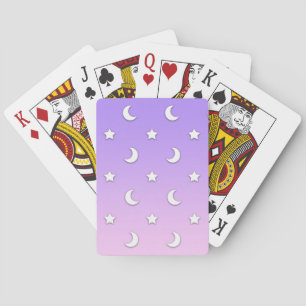 Patroon van Kleine Witte Sterren en Manen Pokerkaarten