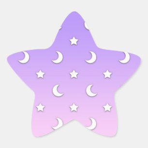 Patroon van Kleine Witte Sterren en Manen Ster Sticker