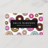 Patroon van kleurrijke donuts, koekjeswinkel, geba visitekaartje (Voorkant)