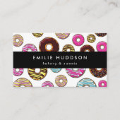 Patroon van kleurrijke donuts, koekjeswinkel, geba visitekaartje (Voorkant)