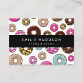 Patroon van kleurrijke donuts, koekjeswinkel, geba visitekaartje (Voorkant)
