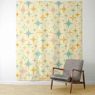 Patroon van kleurrijke retro sterren wandkleed