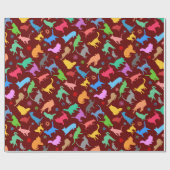 patroon van kleurrijke silhouetten van katten cadeaupapier (Vlak)