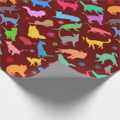 patroon van kleurrijke silhouetten van katten cadeaupapier (Hoek)