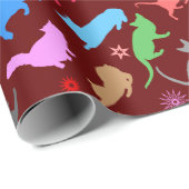 patroon van kleurrijke silhouetten van katten cadeaupapier (Rol Hoek)