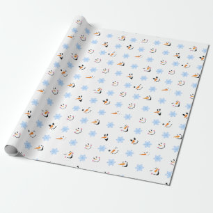 Patroon van koele sneeuwmannengezichten, blauwe sn cadeaupapier