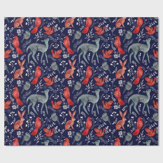 Patroon van koetsdieren op marineblauw cadeaupapier (Vlak)