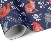 Patroon van koetsdieren op marineblauw cadeaupapier (Rol Hoek)