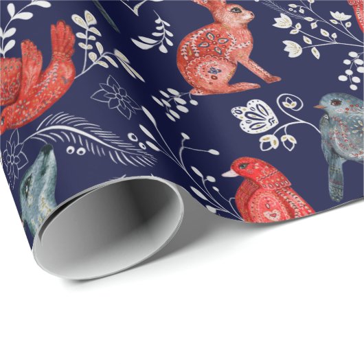 Patroon van koetsdieren op marineblauw cadeaupapier (Rol Hoek)